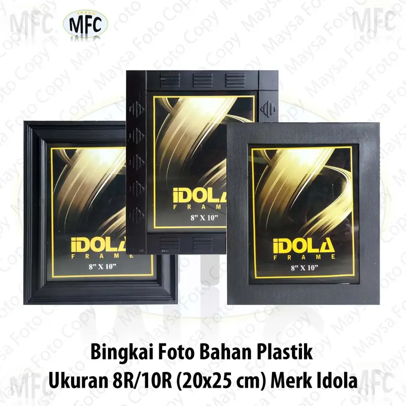 Bingkai Foto 8R atau 10R 20x25 cm idola Plastik Hitam Polos dan motif 0