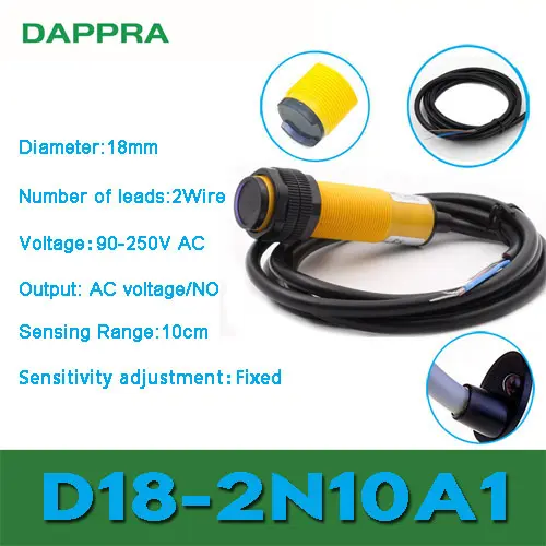 D18-2N10A1 M18 10CM AC 90V Ke 250V 2Wire NO Photoelectric Sensor OA05