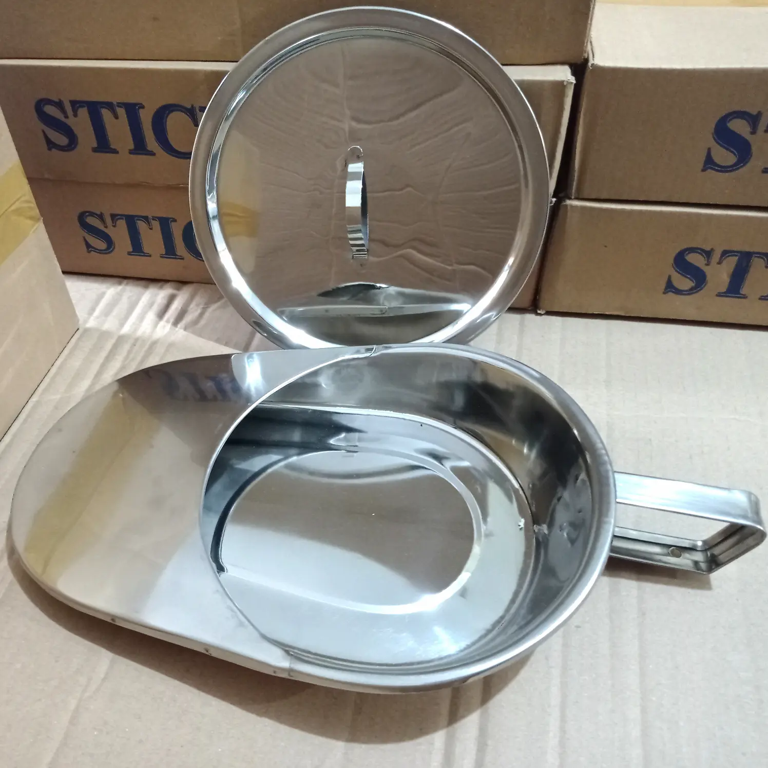 Pispot Sodok Stainless Stikpan BAB Stick pan Tutup Buang Air Besar