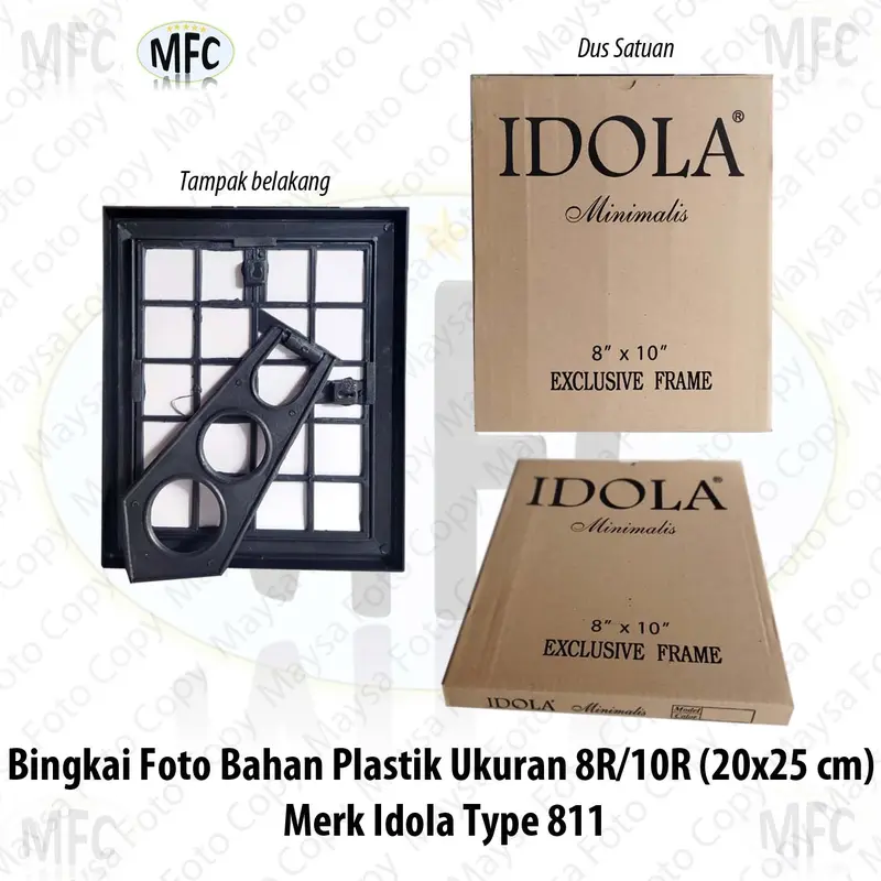 Bingkai Foto 8R atau 10R 20x25 cm idola Plastik Hitam Polos dan motif 1