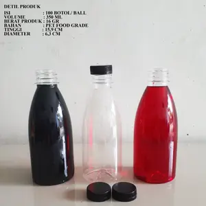 Botol Plastik Cantik 350 ml Ball 78pc - Bahan PET Food Grade, Desain Kompak, Cocok untuk Kebutuhan Sehari-hari, Diameter 6.3 cm, Tinggi 15.9 cm, Berat 16 gr - Bottles