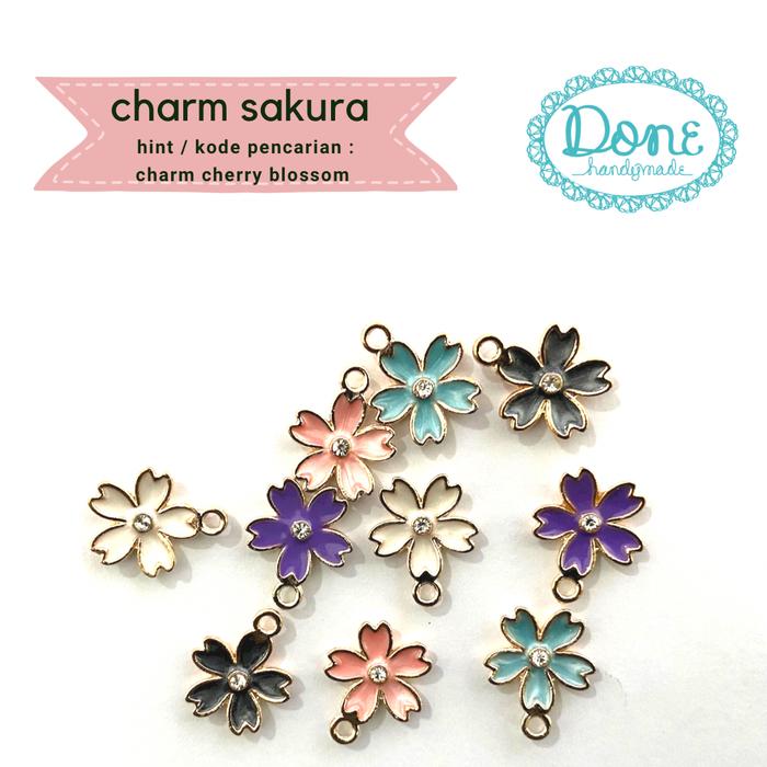Gambar Enamel charm cherry blossom charm enamel bunga sakura - Biru Muda dari Done Handymade Kota Administrasi Jakarta Barat Tokopedia