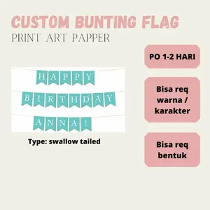 bunting flag custom banner segitiga / square art papper