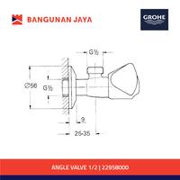 Gambar GROHE ANGLE VALVE STOP KRAN 1/2" | 2295800M dari Bangunan Jaya Online Kota Administrasi Jakarta Utara 2 Tokopedia