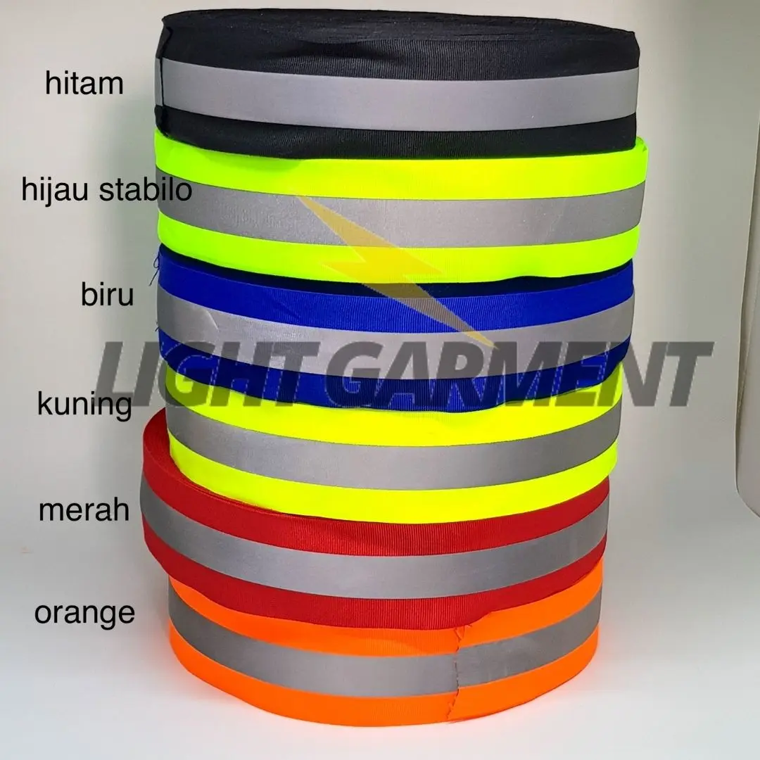 Pita Reflektor Pemantul Cahaya GRADE A Scotlight Scotchlite Kombinasi 5 cm 1 meter / Reflective Kain Reflektif Baju Safety Wearpack