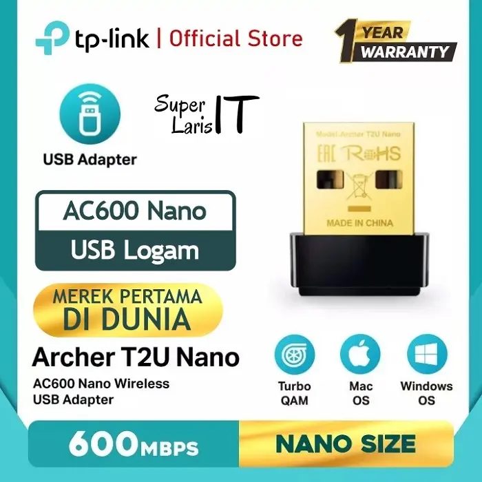 Usb Wifi Wireless TPLink Archer T2U AC600 Dual Band Nano Adapter 0