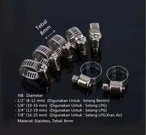 Klem Selang Stainless / Hose Clamp 1/2", 5/8" , 3/4" , 7/8" (Tebal 8mm)