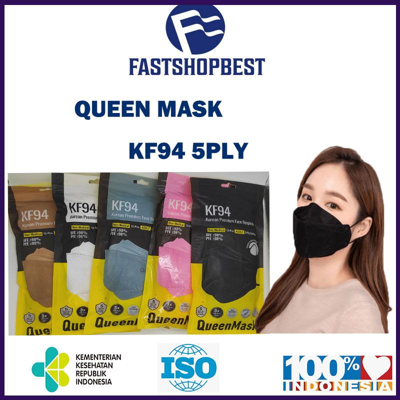 QUEEN Mask Masker DEWASA KF94 Mask 5PLY Earloop 4D Korea Evo - matcha green