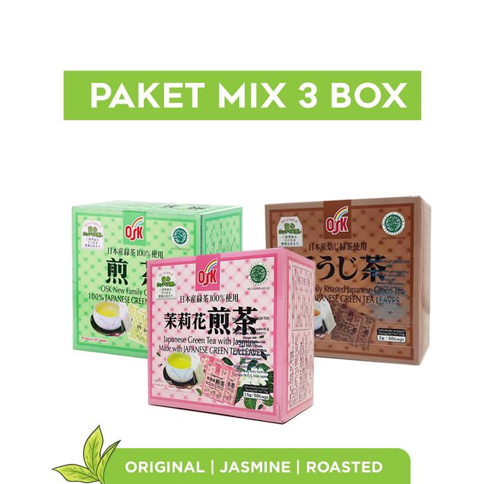 Gambar Paket Mix 3 Box OSK Japanese Green Tea Original Isi 50 Sachet(Osk Jasmine, Osk Roasted & Osk Original) dari OSKGreenTeaOfficial Kota Administrasi Jakarta Selatan Tokopedia
