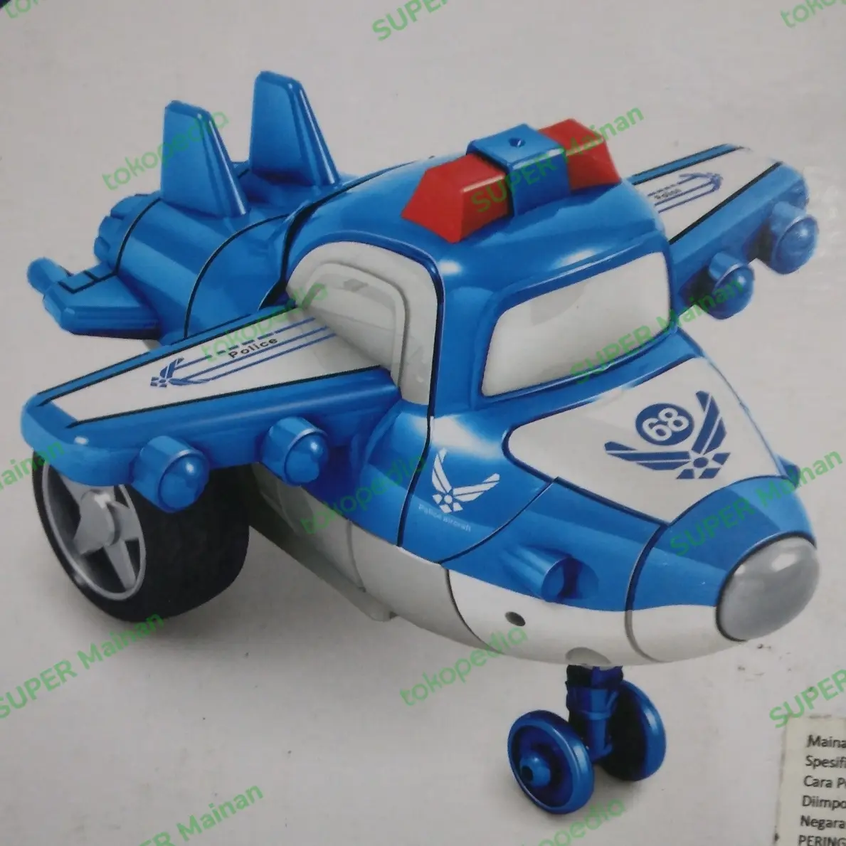Mainan Pesawat Terbang Robot Transform Police Machine