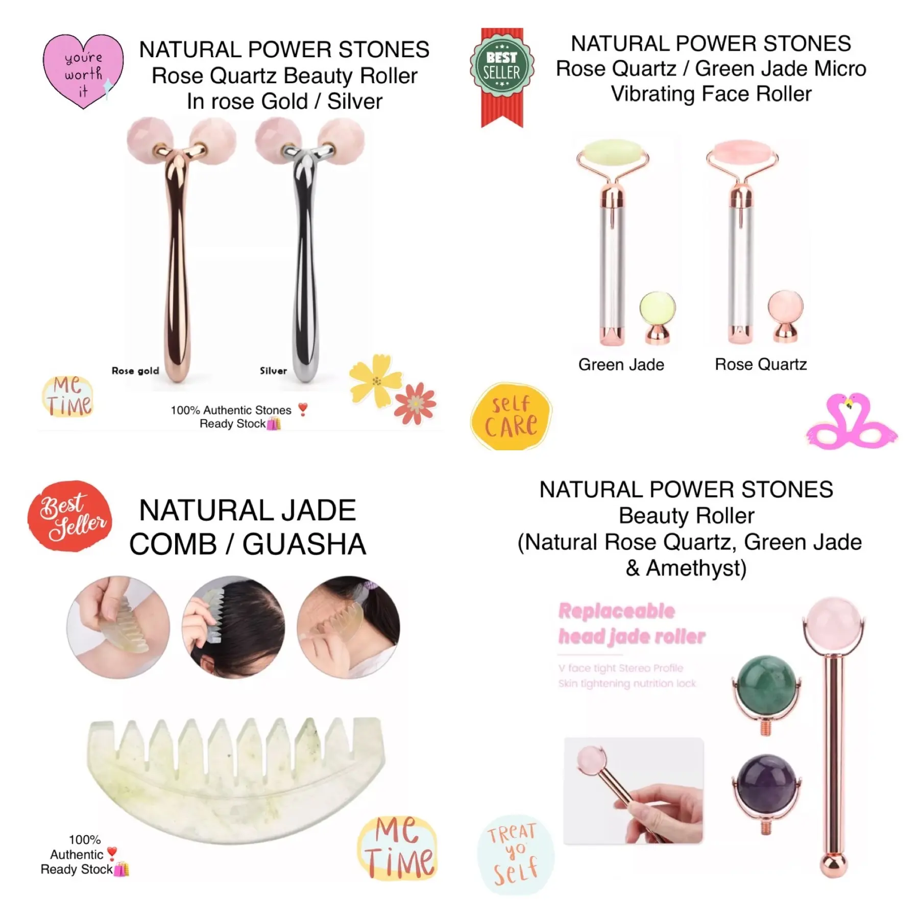 NATURAL JADE Comb / Guasha Face & Body Massager