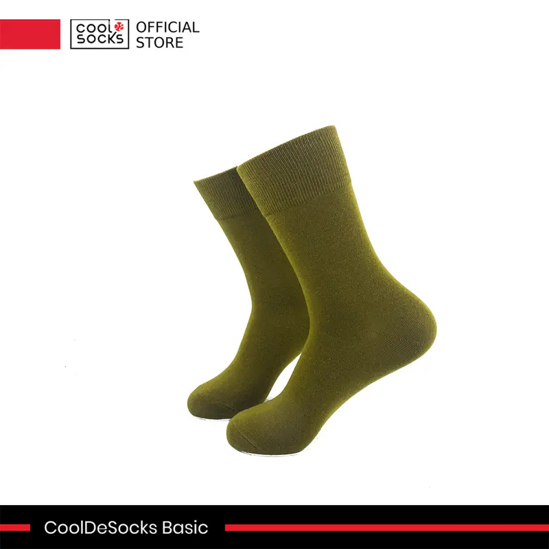 Kaos Kaki Polos Warna Hijau Zaitun | CoolDeSocks Basic - Olive Green | Quarter Socks | Unisex - Pria - Wanita | Combed Cotton - Katun Premium 1