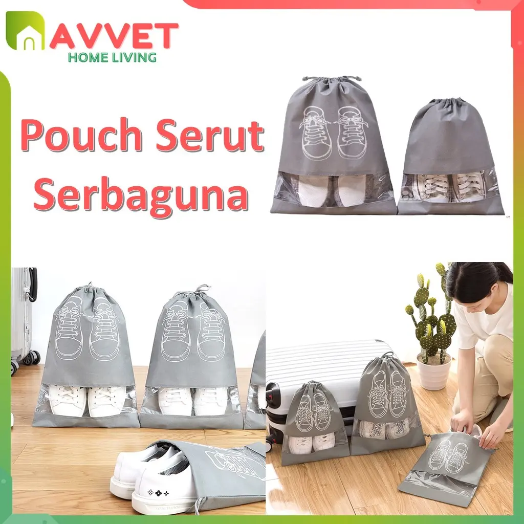 AVVET Tas Serut Sepatu Shoes Bag Penyimpanan Sepatu dan Sendal Kantong