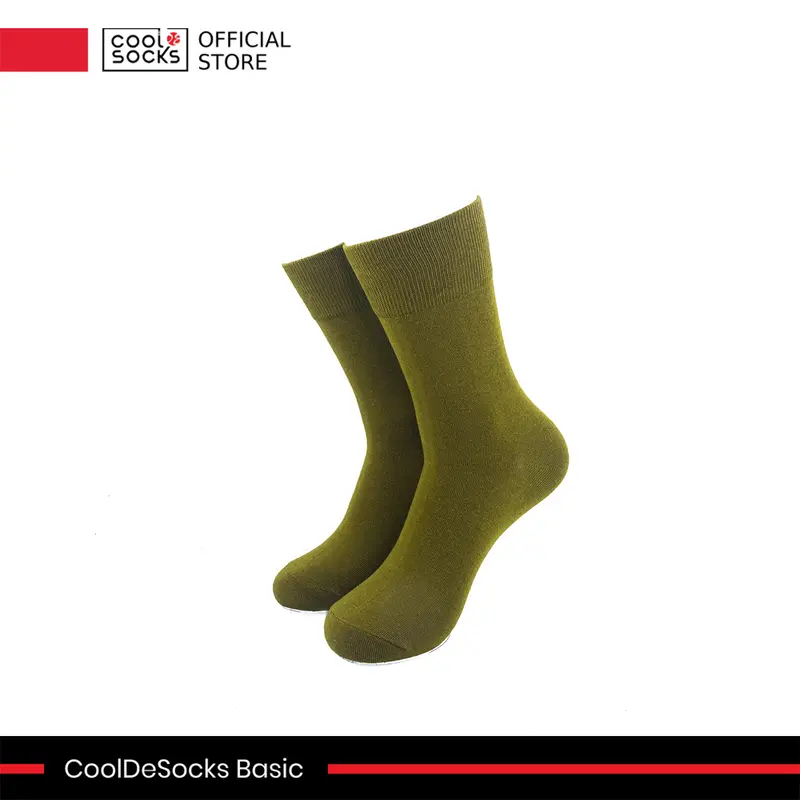 Kaos Kaki Polos Warna Hijau Zaitun | CoolDeSocks Basic - Olive Green | Quarter Socks | Unisex - Pria - Wanita | Combed Cotton - Katun Premium 0