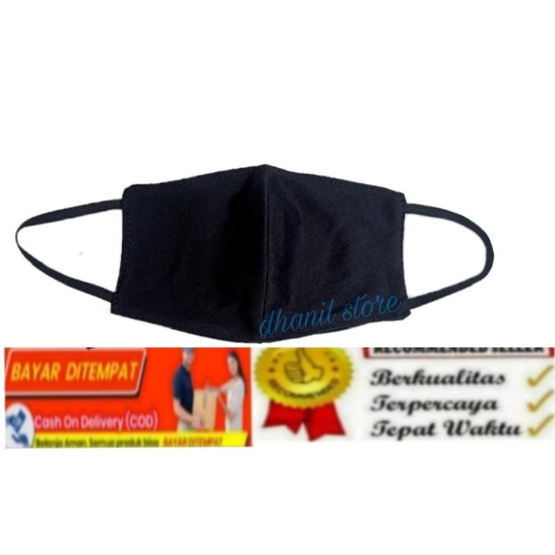 Masker Mulut Hijab Bahan Kain Warna Hitam Tali Karet Isi 1 Pcs 2