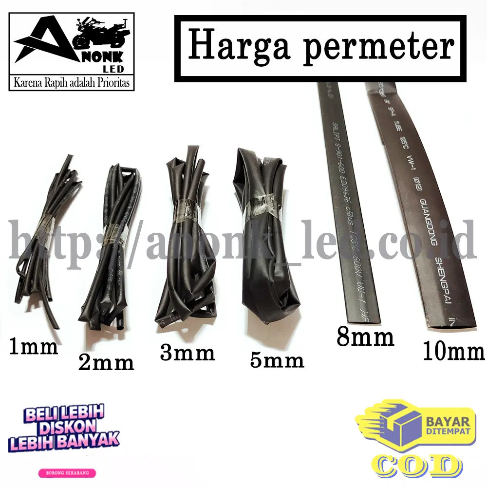 1Meter Solasi Bakar Hitam / Heatshrink Tube / Selongsong Kabel Bakar