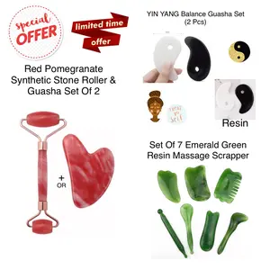 RESIN Roller& Guasha Set In Red/Yin Yang Set/Green Massage Scraper Set