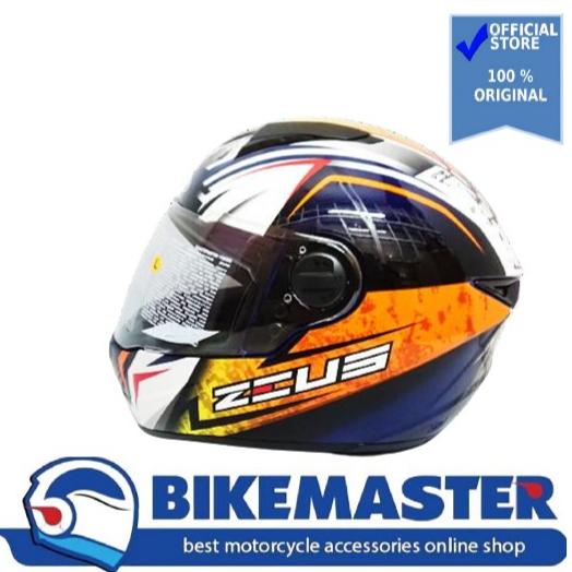 Gambar Helm Zeus ZS-811 Blue AL52 Orange Fullface New!! - M dari Bike Master Kota Bandung Tokopedia