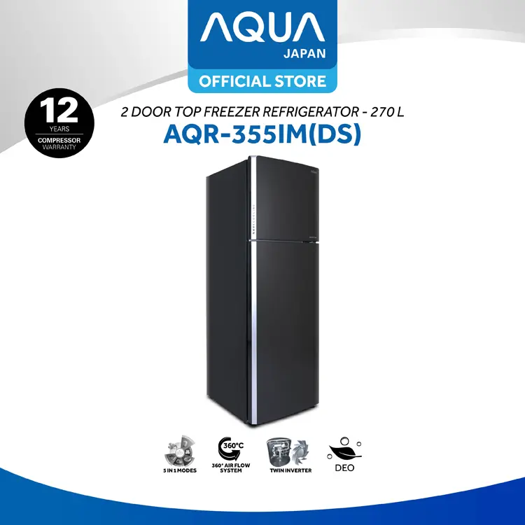 AQUA Elektronik  Kulkas 2 Pintu Twin Inverter 270L Navi Cooling AQR-355IM (DS/LS) 2