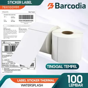 Label Sticker Barcode 78x100mm Thermal - 7,8 Cmx10cm isi 100Pcs