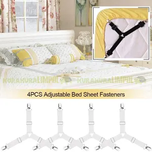 4Pcs Tali Karet Pengikat Penjepit Sprei Kasur Kaki 3 Pengait Kain