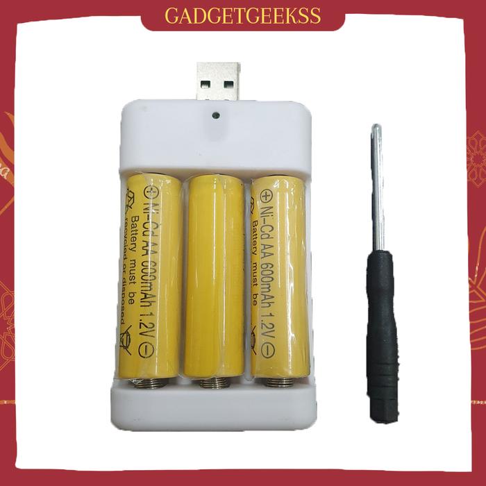 Gambar Rechargable 3pcs AA Battery Baterai Cas Free Obeng dari Simplihome Kota Batam Tokopedia