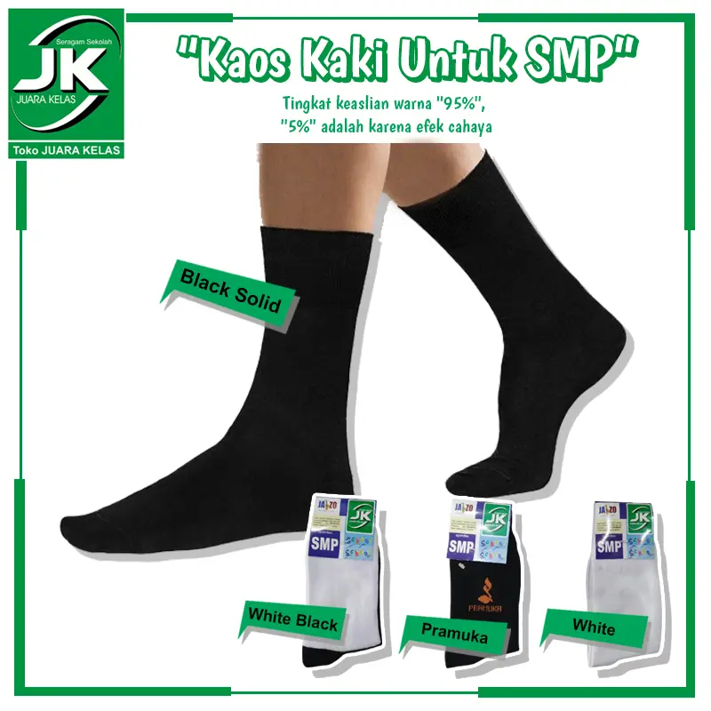 Kaos Kaki Sekolah "SMP" - Kaus Kaki Pria Wanita - Perlengkapan Sekolah