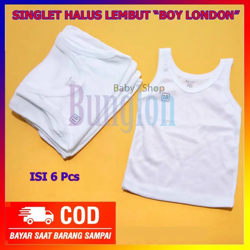 6 Pcs Singlet Anak Boy London Kutung Cewek Cowok Murah Kaos Dalam