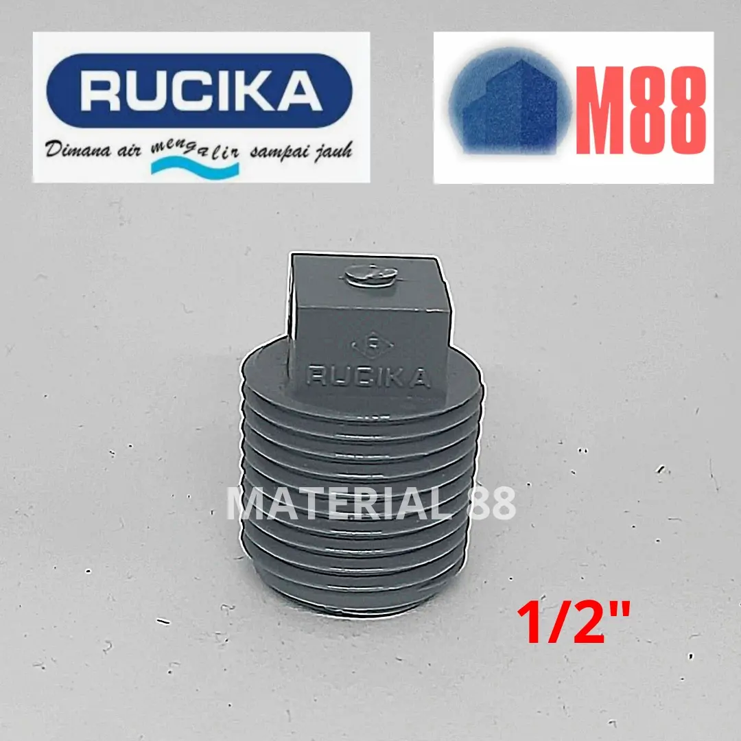 Plug 1/2 inch RUCIKA AW PVC - Tutup Kran Keran Dop Drat Luar 0.5 0,5