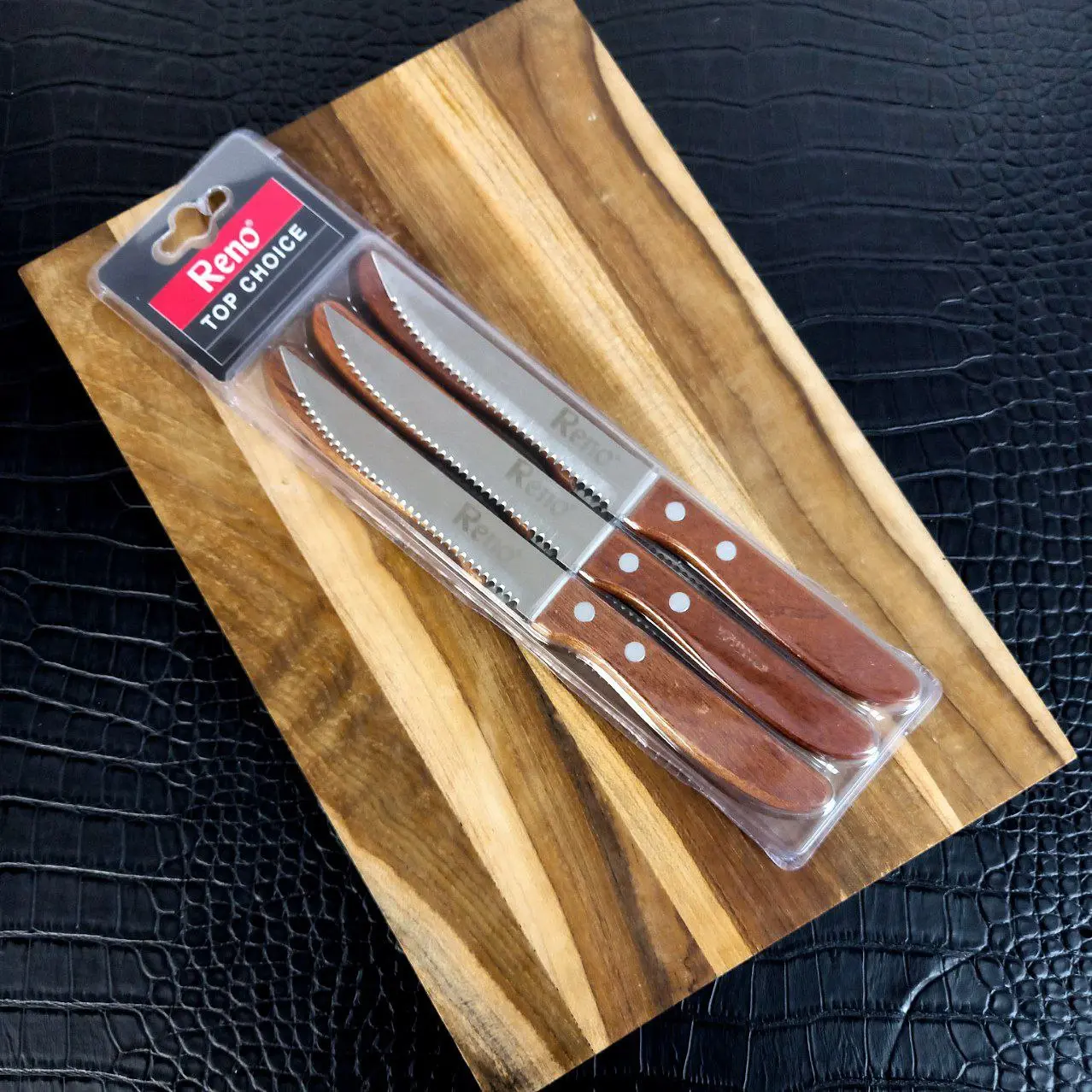 RENO STEAK KNIFE / PISAU STEAK HANDLE KAYU ISI 6 PCS SK-6FS