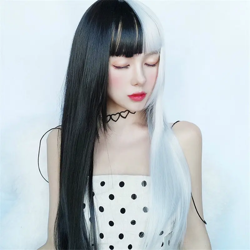 Wig Daily Lolita Wig Rambut Cosplay Anime Halloween 2 Side Colour 4