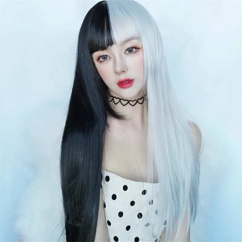 Wig Daily Lolita Wig Rambut Cosplay Anime Halloween 2 Side Colour 2