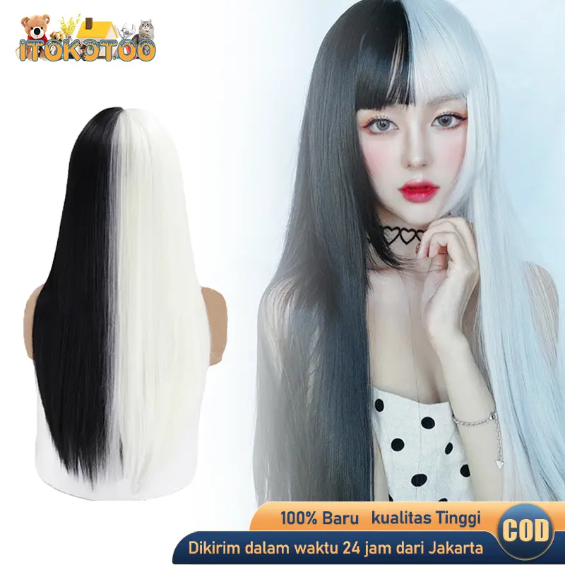 Wig Daily Lolita Wig Rambut Cosplay Anime Halloween 2 Side Colour 0