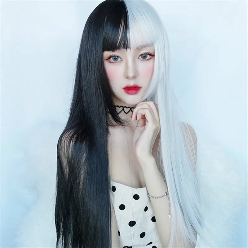 Wig Daily Lolita Wig Rambut Cosplay Anime Halloween 2 Side Colour 1