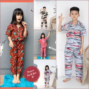 Piyama Anak size 10 Umur 8 9 10 th KITTY HOLIDAY NAVY