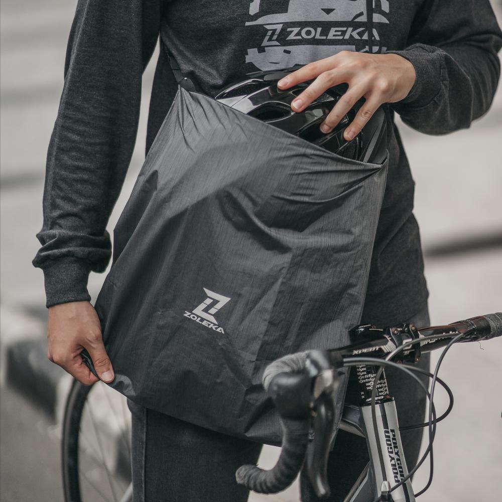 Tas Helm Sepeda ZOLEKA Grey | Helmet Bag Polyester Water Repellent | Packable Ringan & Tahan Cipratan Air