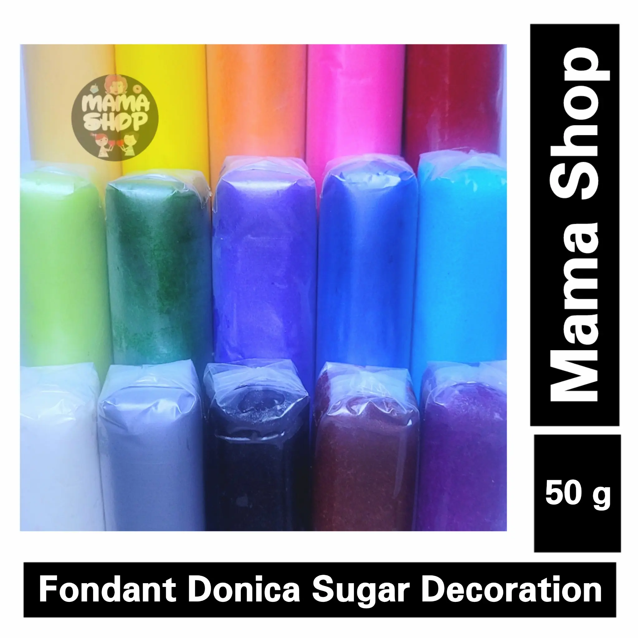 Fondant warna warni 50gr merk Donnica kemasan mini Sugar Paste