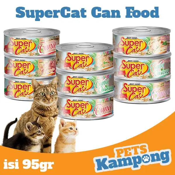 Makanan Kucing Super Cat Kaleng 95gr Adult Kitten Baby wetfood