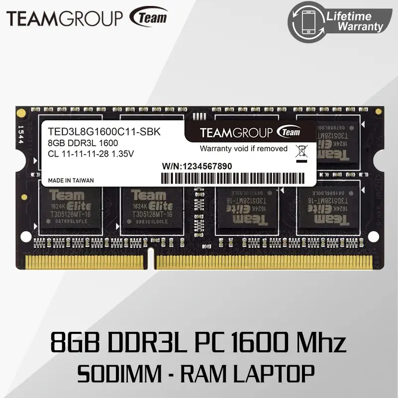 Team Elite Sodimm 8gb Ddr3l Pc12800 - Memori Notebook Ram Laptop