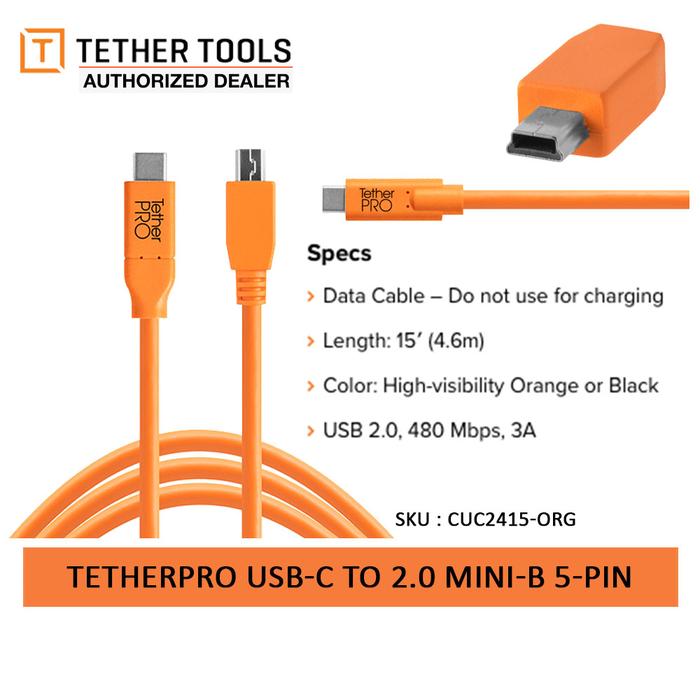 Gambar Tether Tools Pro USB C to 2.0 Mini B 5 Pin dari TasKamera-ID Kota Administrasi Jakarta Barat Tokopedia