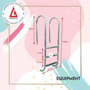 Tangga Kolam Renang 3 Trap Model U Ukuran 1,5inch Stainless 304