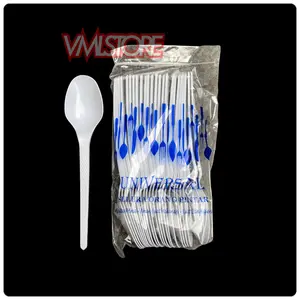 SENDOK MAKAN PLASTIK PANJANG - PUTIH SUSU ISI 25PCS