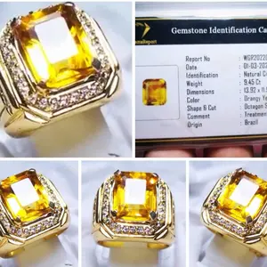 Cincin natural yellow citrine + memo