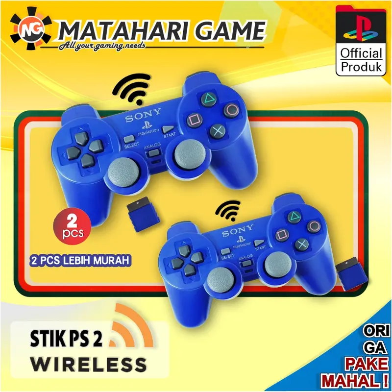 【2Pcs Sale】Stick PS2 Wireless Sony Stik Playstation2 Wireless Tanpa Kabel OP Putih 2