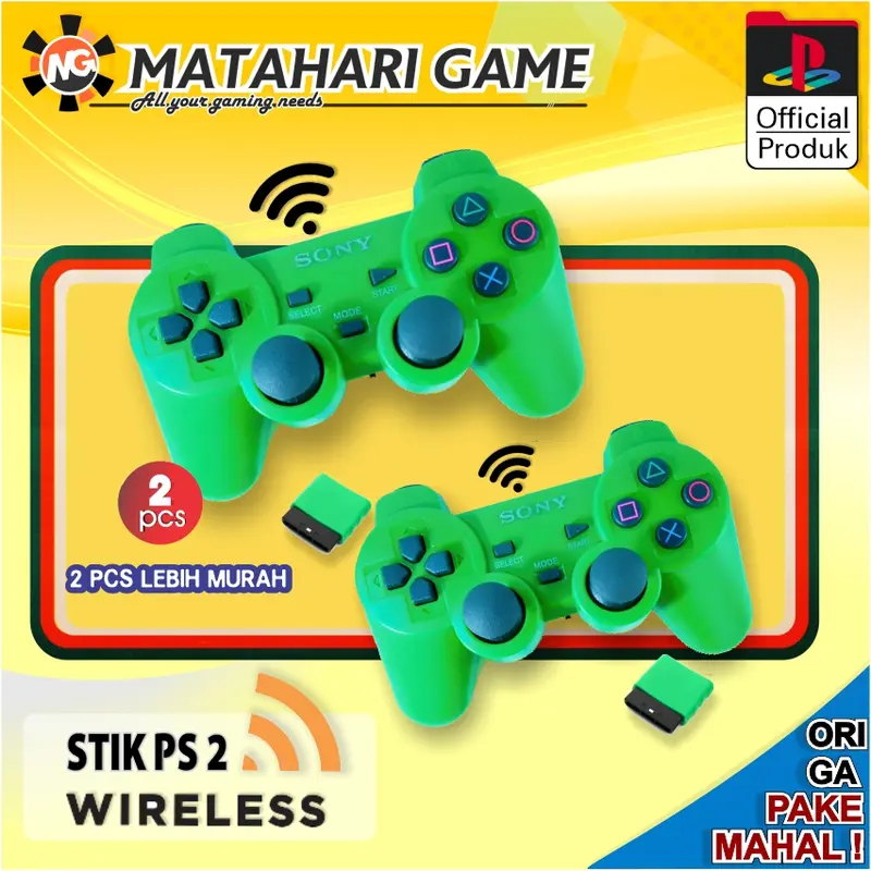 【2Pcs Sale】Stick PS2 Wireless Sony Stik Playstation2 Wireless Tanpa Kabel OP Putih 1