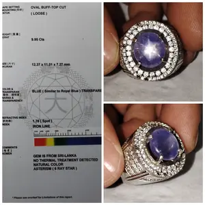 Cincin Pria Natural Blue Star Sapphire Srilanka