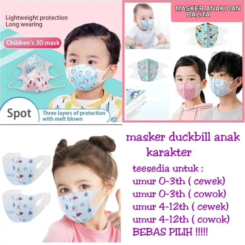 1 pak isi 20 - masker anak 3ply mask child masker duckbill karakter 0