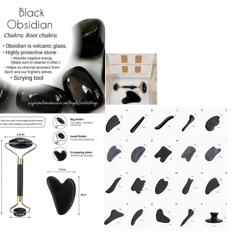 NATURAL POWER STONE Black Obisdian Face Roller / Guasha 3