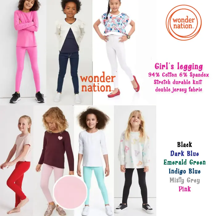 Celana legging anak perempuan WONDER NATION polos stretch