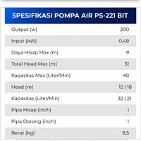 Gambar Pompa Air SHIMIZU PS-221BIT(200WATT & 40L/M) dari Sein Jaya Shop Kota Bekasi 2 Tokopedia
